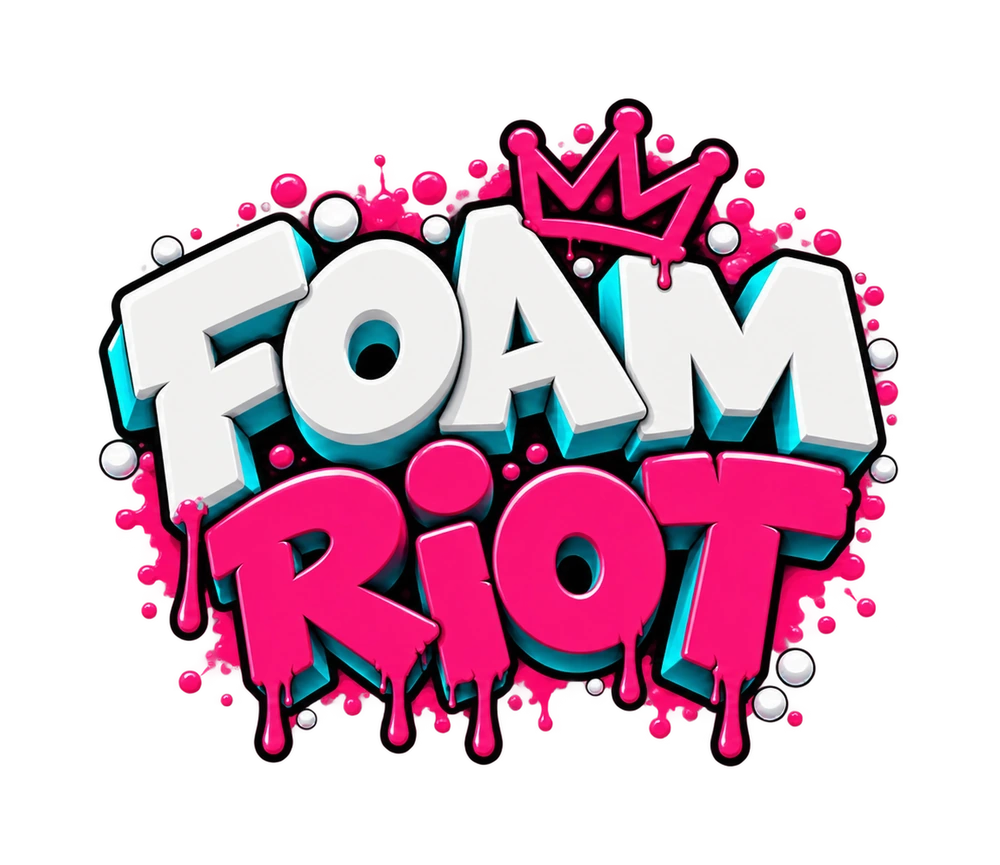 Foam Riot original pink and white 3D graffiti logo